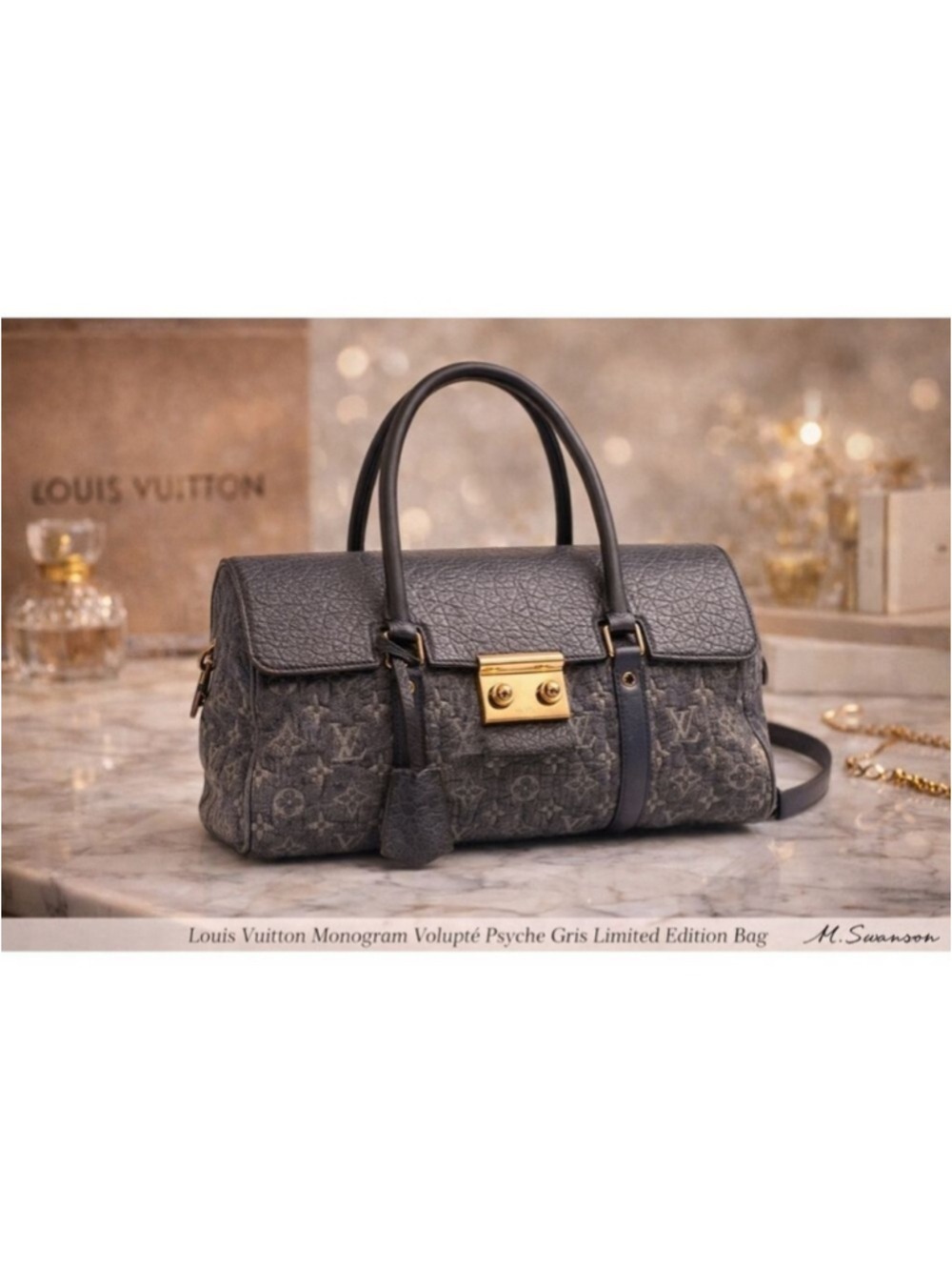 RARE 2010 Louis Vuitton Monogram Volupté Psyché Gris Runway Bag FL3180